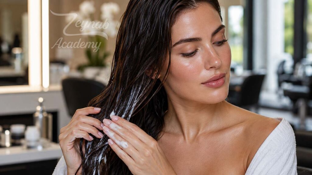 ماسک بیرون حمام برای آبرسانی و محافظت از موهای خشک، دکلره و رنگ شده